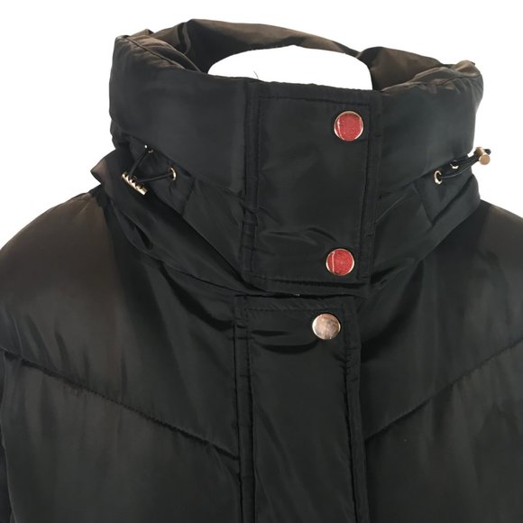Cameo Rose Ladies Longline Puffer Coat Jacket Black Sz 12 Hooded Quilted Padded - Picture 6 of 14